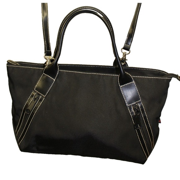 Tommy Hilfiger Handbags - Vintage Tommy Hilfiger Women Canvas Bag Tote Black Medium 16x8x4" Zipper